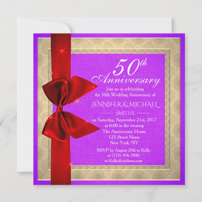 Elegant Purple Wedding Anniversary Invite (Front)