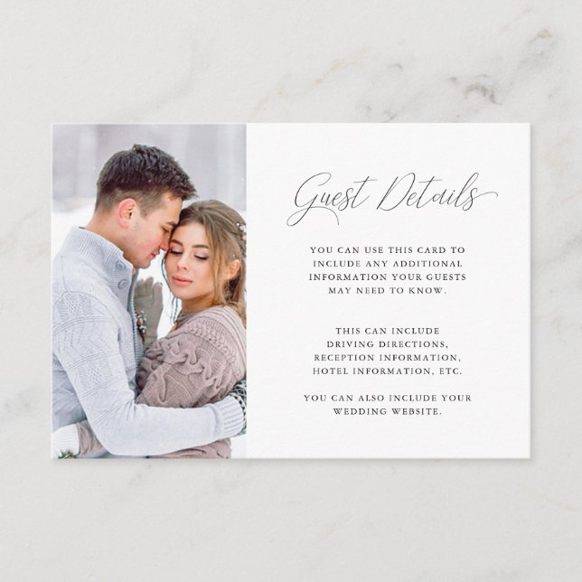 Elegant Purple Wedding Guest Details with Photo Enclosure Card (Front)