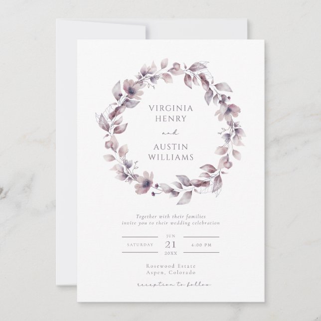 Elegant Purple Wedding Invitation (Front)