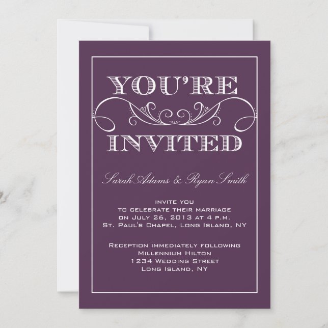 Elegant Purple Wedding Invitation (Front)