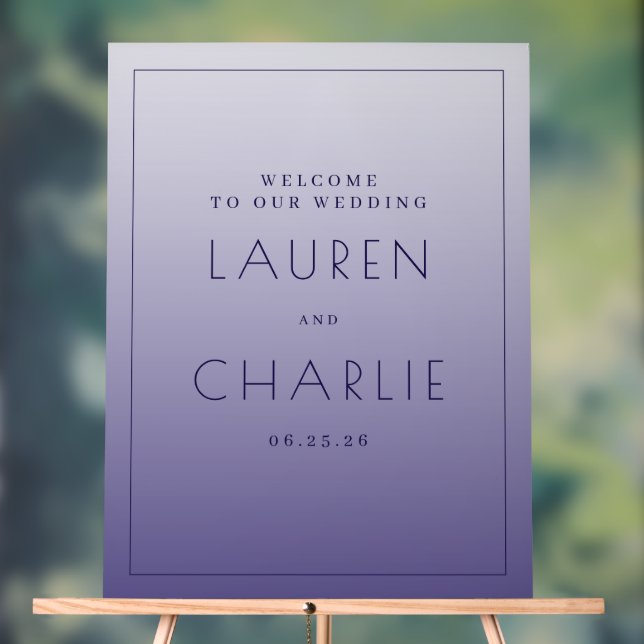Elegant Purple Wedding Invitation Acrylic Sign (Neutral)