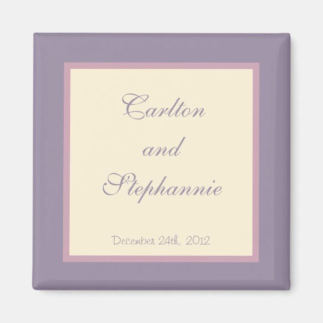 Elegant Purple Wedding Magnet Favour (Front)