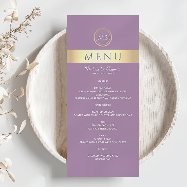 Elegant Purple Wedding Menu (Creator Uploaded)