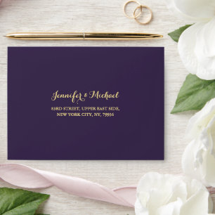 Elegant Purple Wedding Party Return Address RSVP Envelope