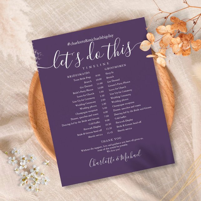 Elegant Purple Wedding Schedule Timeline (Creator Uploaded)