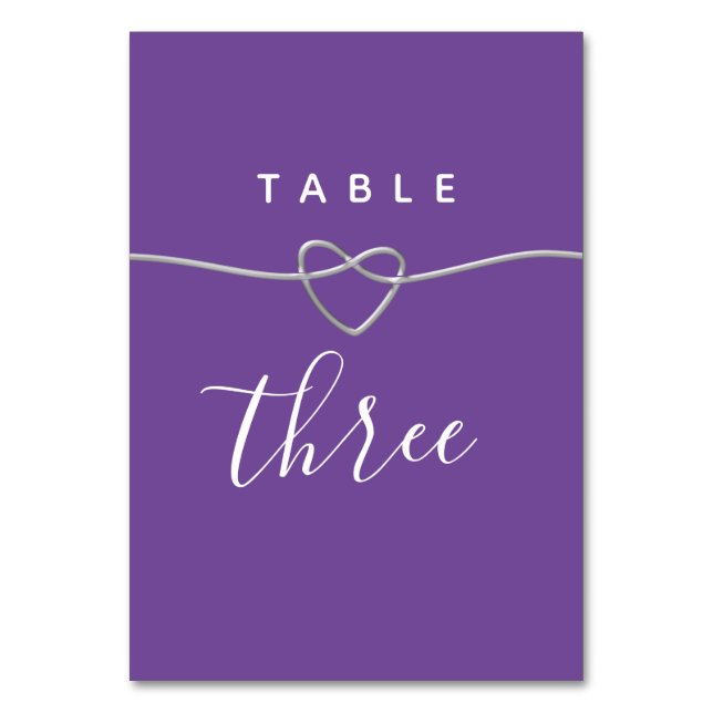 Elegant Purple Wedding Table Number (Front)