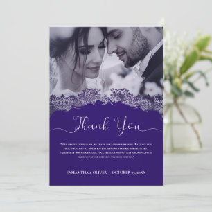 Elegant Purple Wedding Thank You Card