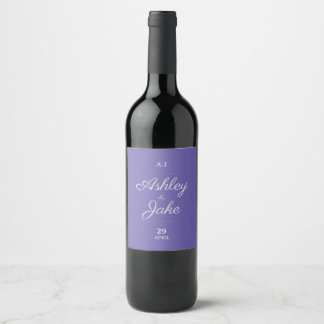 Elegant Purple Wedding Wine Label