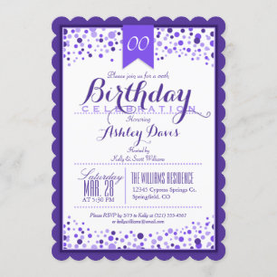 Elegant Purple, White Adult or Teen Birthday Party Invitation