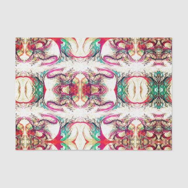 Elegant purple, white and green abstract pattern tissue paper (Front)