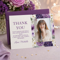 Elegant Purple White Floral Birthday Thank You