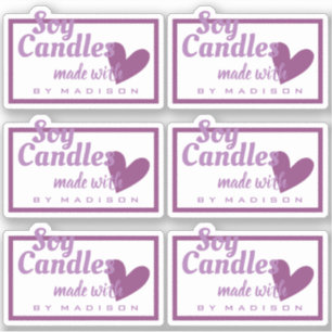 Elegant Purple White Made with Love Heart Candles