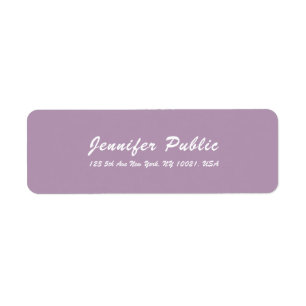 Elegant Purple White Modern Script Simple Template Return Address Label
