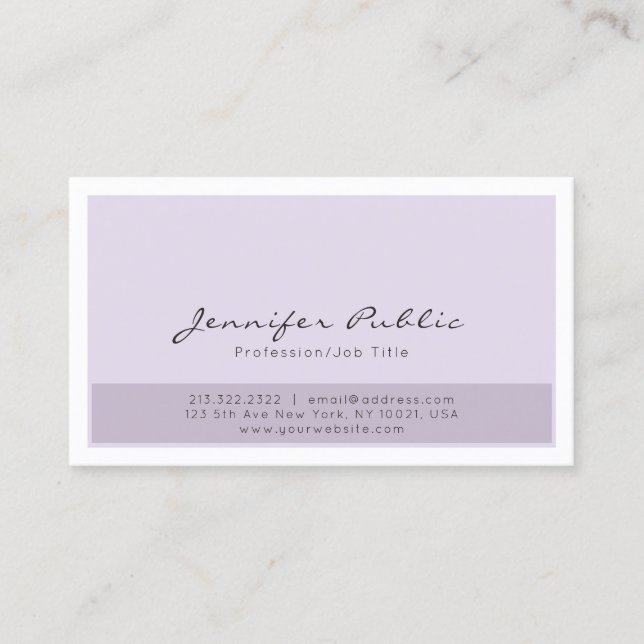 Elegant Purple White Simple Professional Modern Business Card (Front)