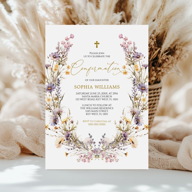 Elegant Purple Wildflower Confirmation Invitation (Creator Uploaded)
