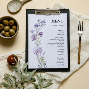 Elegant Purple Wildflower wedding Bridal Shower Menu