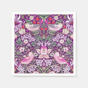 Elegant Purple William Morris Strawberry Thief Napkin