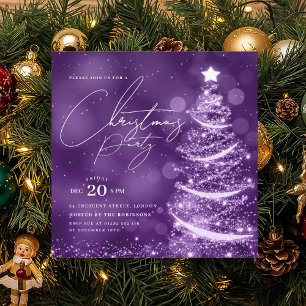 ELEGANT Purple Winter Christmas Tree Party  Invitation