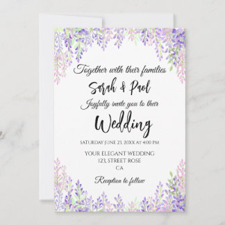 Elegant purple wisteria flower Wedding  Invitation