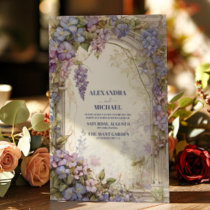 Elegant Purple Wisteria Flowers Wedding Invitation