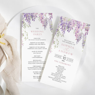 Elegant Purple Wisteria Flowers Wedding Programs