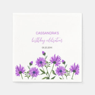 Elegant Purple Xeranthemum Floral Birthday Party Napkin