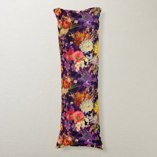 Elegant purple yellow floral pattern body cushion
