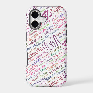 Elegant Purple Yoga Positions Word Cloud Pattern