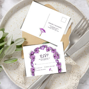 Elegant PurpleLilacWhite Arch Florals No Menu RSVP