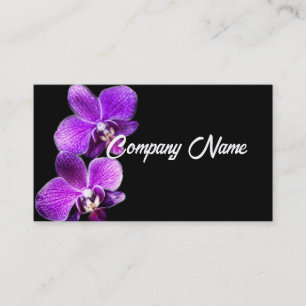 elegant puruple orchids on black nature flowers business card