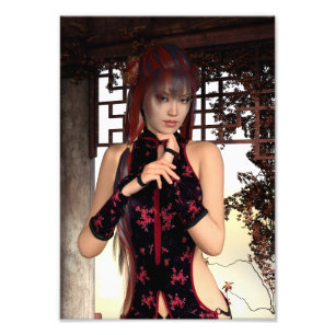 Elegant Qipao Fantasy Woman Digital Art Photo Print