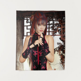 Elegant Qipao Fantasy Woman Digital Art Tapestry