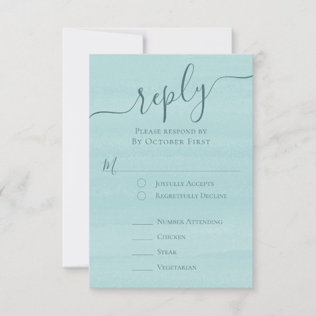 Elegant QR Code Classic Meal RSVP Turquoise  Card (Front)