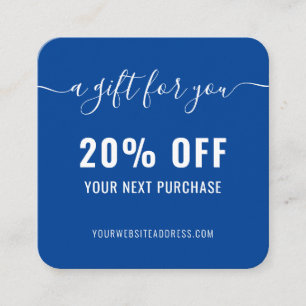 Elegant QR Code Loyalty Business Promo Blue White Discount Card
