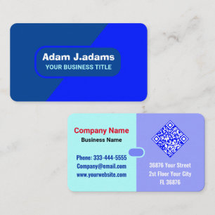 (Elegant QR Code) Modern Blue Professional Business Card
