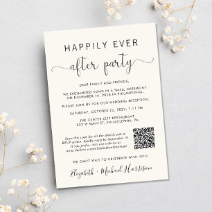Elegant QR Code Photo Cream Wedding Reception Invitation