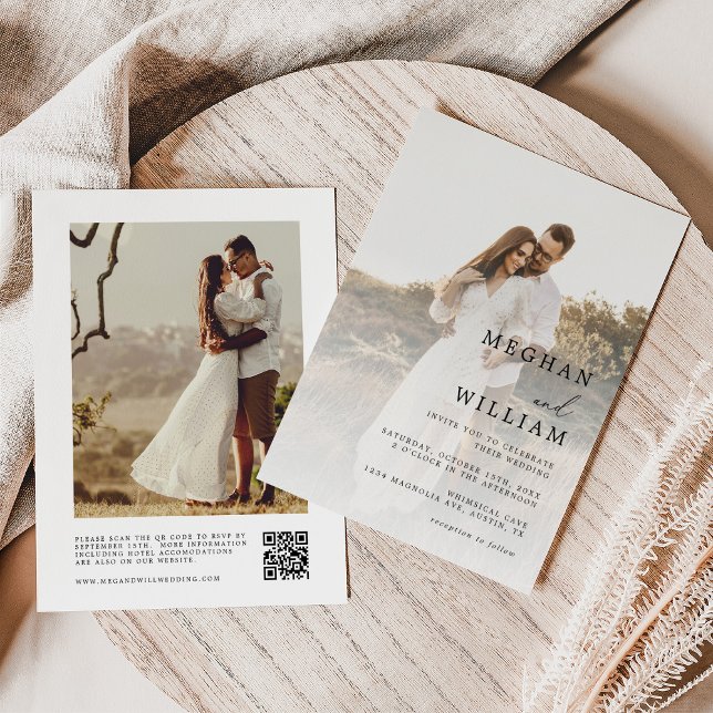 Elegant QR Code Photo Wedding Invitation (Creator Uploaded)