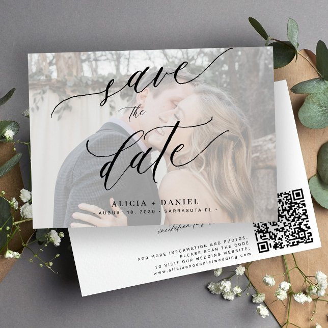 Elegant QR code photo wedding Save The Date (Creator Uploaded)