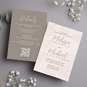 Elegant QR Code RSVP Online Blush Floral Invitation