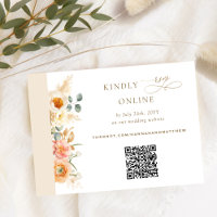 Elegant QR Code RSVP Peach, Champagne Wedding