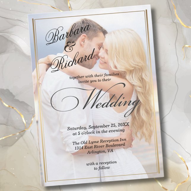 Elegant QR Code RSVP Photo Modern Wedding  Invitation (Creator Uploaded)