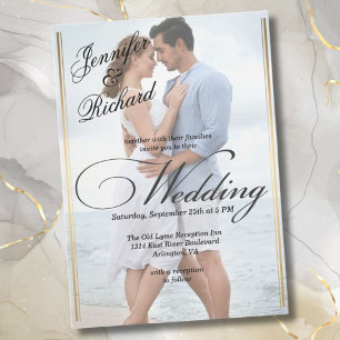 Elegant QR Code RSVP Photo Modern Wedding  Invitation