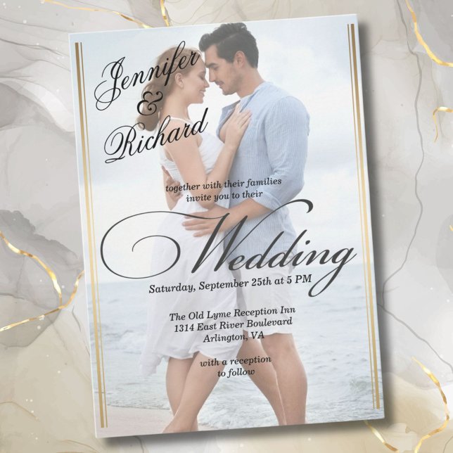 Elegant QR Code RSVP Photo Modern Wedding  Invitation (Creator Uploaded)