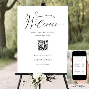 Elegant QR Code Seating Plan Wedding Welcome Sign