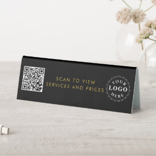 Elegant QR Code Table Sign with Your Business Logo