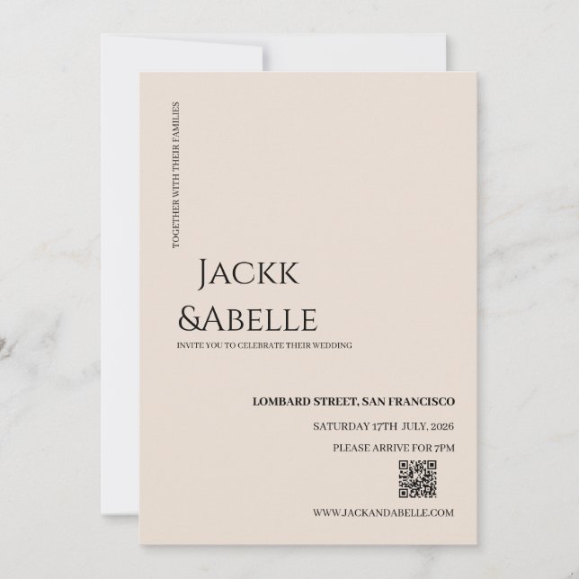 Elegant QR Code Wedding Invitation  (Front)
