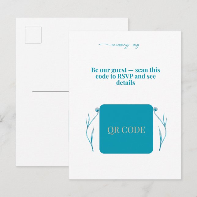 Elegant QR Code Wedding Invitation Minimalist RSVP Postcard (Front/Back)