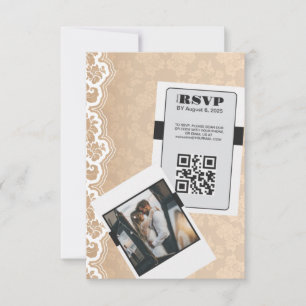 Elegant QR Code Wedding RSVP Card 