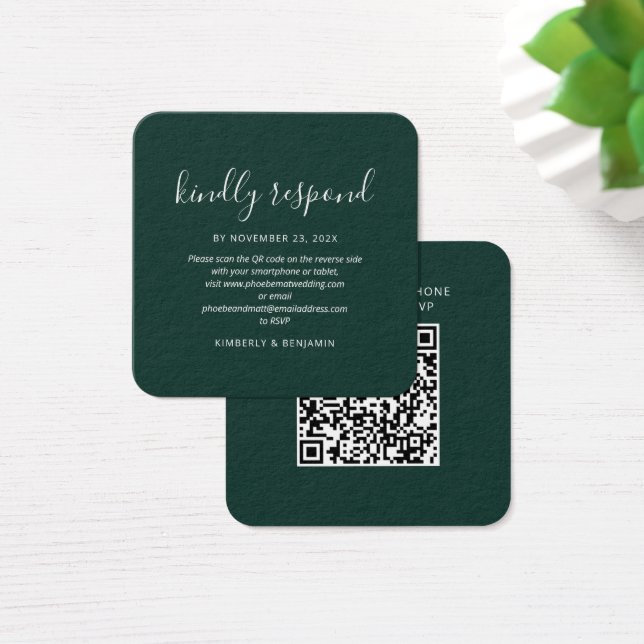Elegant QR Code Wedding RSVP Card (Desk)