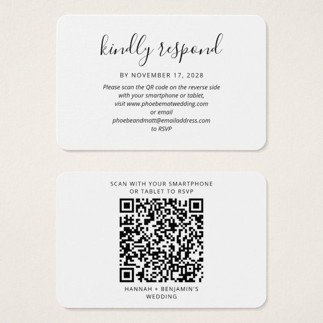 Elegant QR Code Wedding RSVP Enclosure Card (Front & Back)